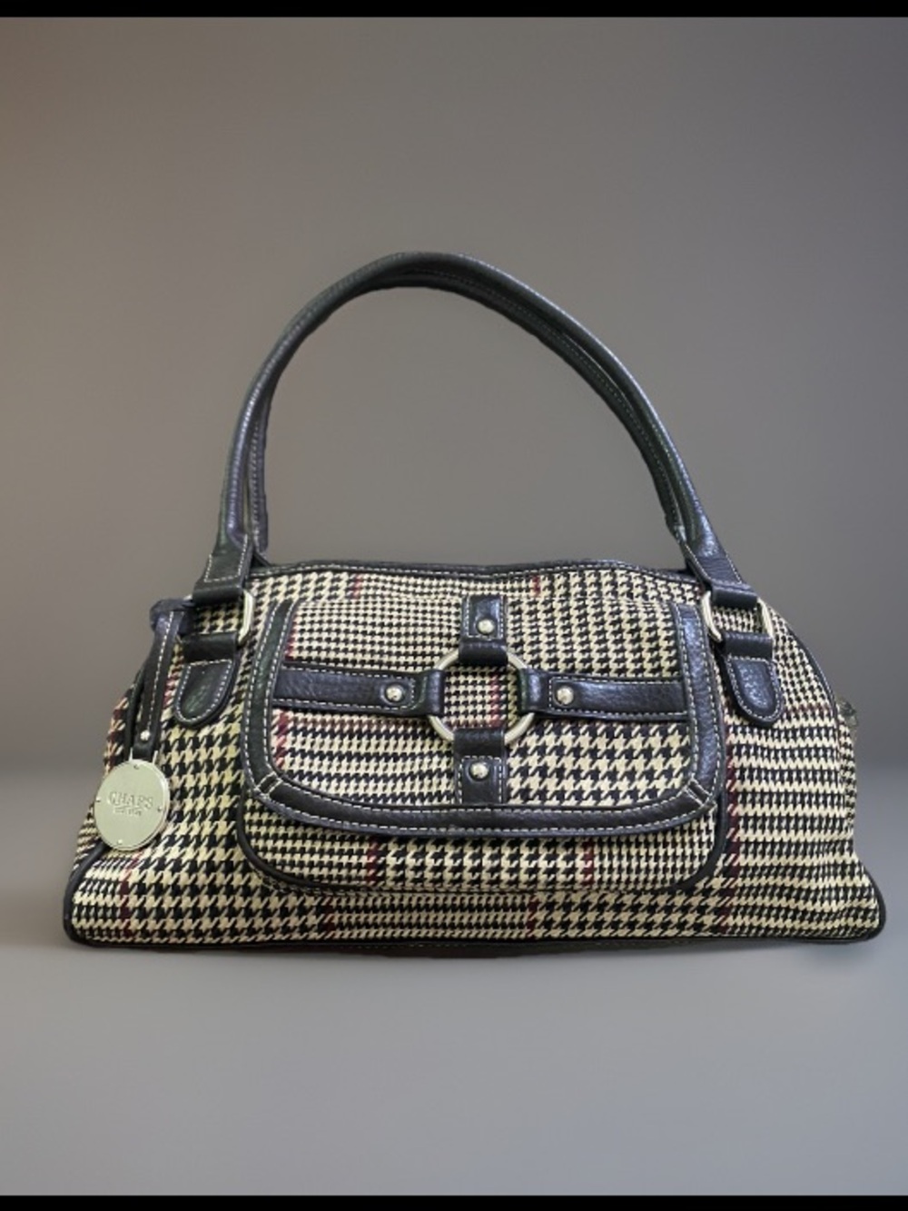 Chaps Houndstooth Plaid Shoulder Bag